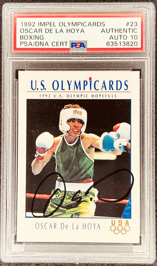 Oscar De La Hoya autographed 1992 Impel US Olympic Hopefuls Rookie Card PSA/DNA graded 10 - AutographsForSale.com