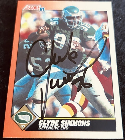 Clyde Simmons signed Philadelphia Eagles 1991 Score NFL football card - AutographsForSale.com