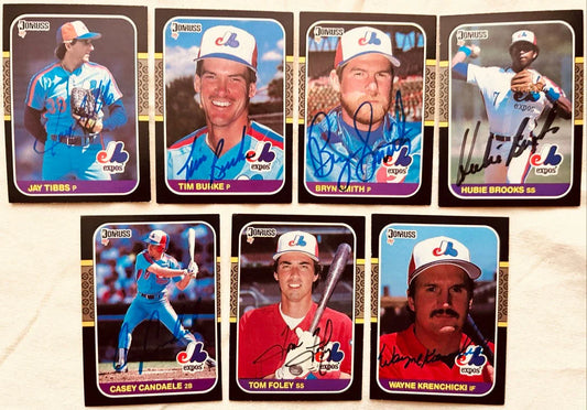 7 autographed 1987 Donruss Montreal Expos cards Hubie Brooks Tim Burke Bryn Smith - AutographsForSale.com