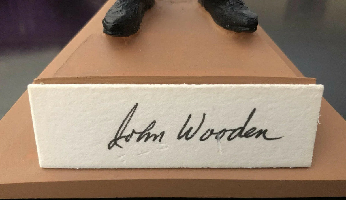 John Wooden signed UCLA Gartlan figurine limited edition 1975 repaired - AutographsForSale.com