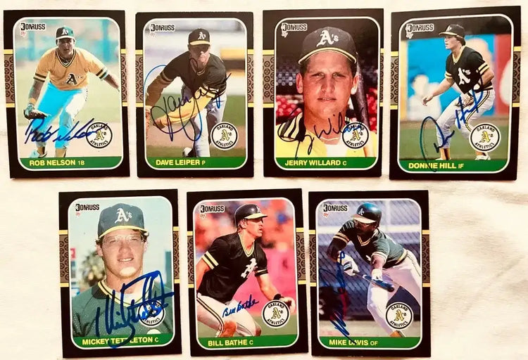 7 signed 1987 Donruss Oakland A’s cards Mike Davis Mickey Tettleton - AutographsForSale.com