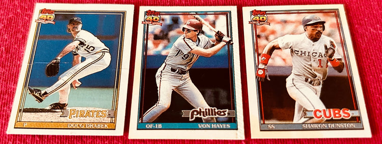 3 1991 Topps Cracker Jack mini cards Doug Drabek Shawon Dunston Von Hayes - AutographsForSale.com