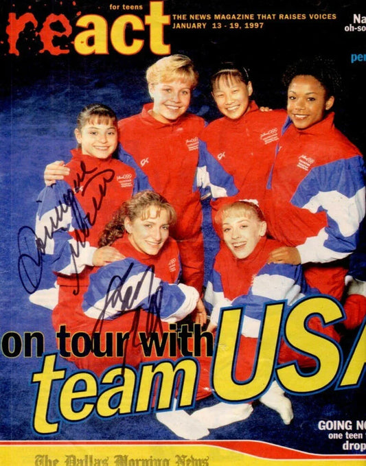 Shannon Miller Dominique Moceanu signed Magnificent 7 cover - AutographsForSale.com