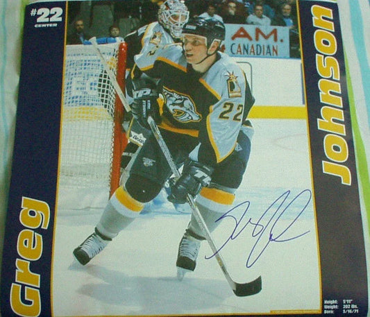 Greg Johnson autographed Nashville Predators calendar photo - AutographsForSale.com