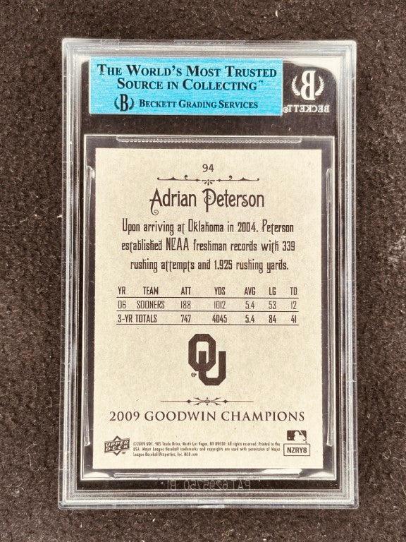 Adrian Peterson signed Oklahoma Sooners 2009 Upper Deck Goodwin card JSA BGS - AutographsForSale.com