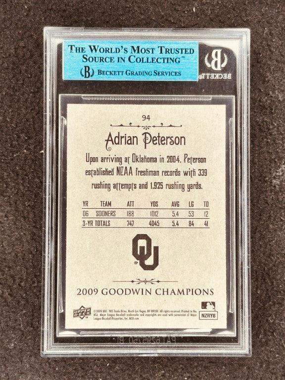Adrian Peterson signed Oklahoma Sooners 2009 Upper Deck Goodwin card JSA BGS - AutographsForSale.com