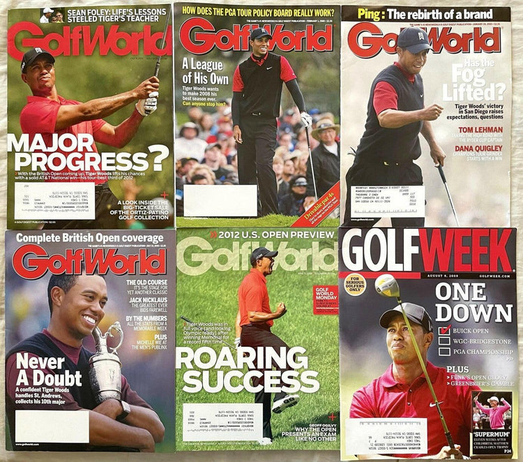 Tiger Woods 6 different 2005 2008 2009 2012 Golf World or Golfweek magazine issues - AutographsForSale.com