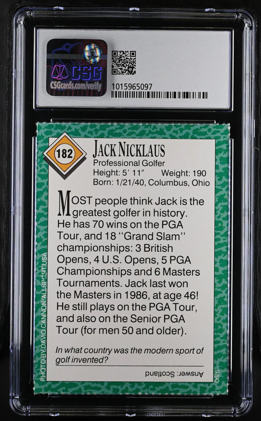 Jack Nicklaus 1990 SI for Kids golf card CSG grade 8.5 - AutographsForSale.com