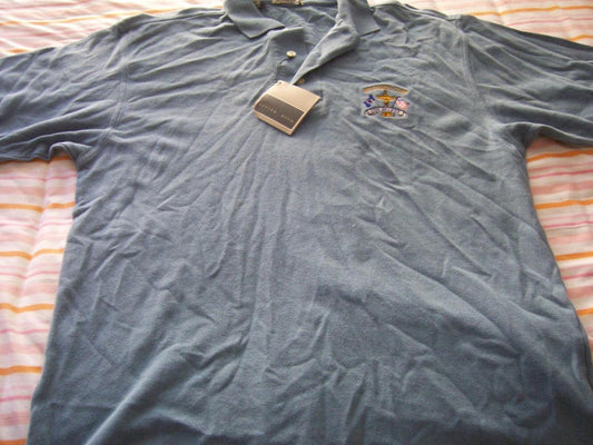2002 Ryder Cup (The Belfry) Cutter and Buck blue golf shirt size MEDIUM NEW - AutographsForSale.com