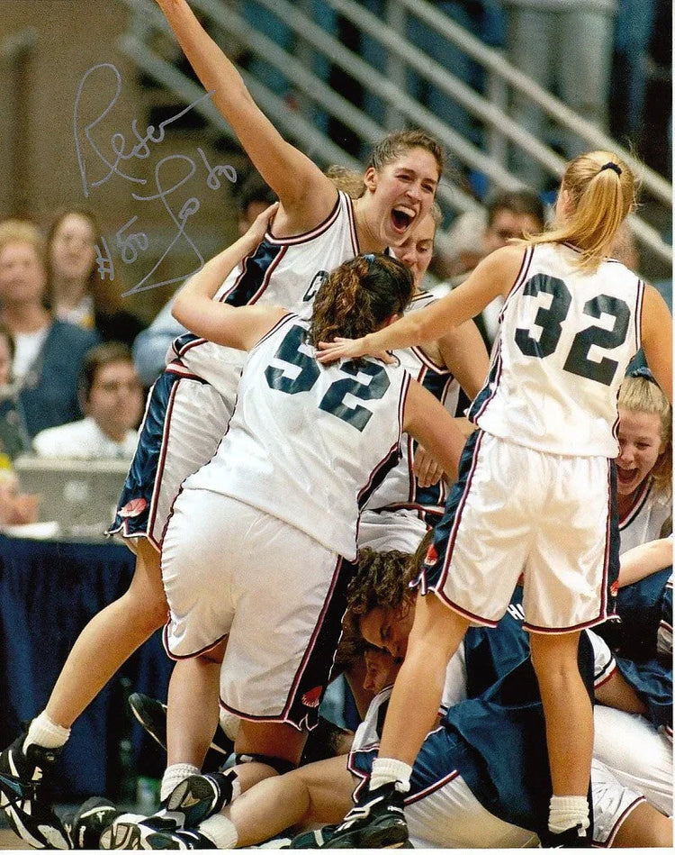 Rebecca Lobo signed UConn 1995 NCAA Championship 8x10 celebration photo - AutographsForSale.com