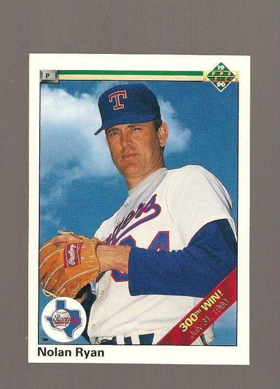 Nolan Ryan Texas Rangers 1990 Upper Deck 300th Win card & 1993 Express Run cards - AutographsForSale.com