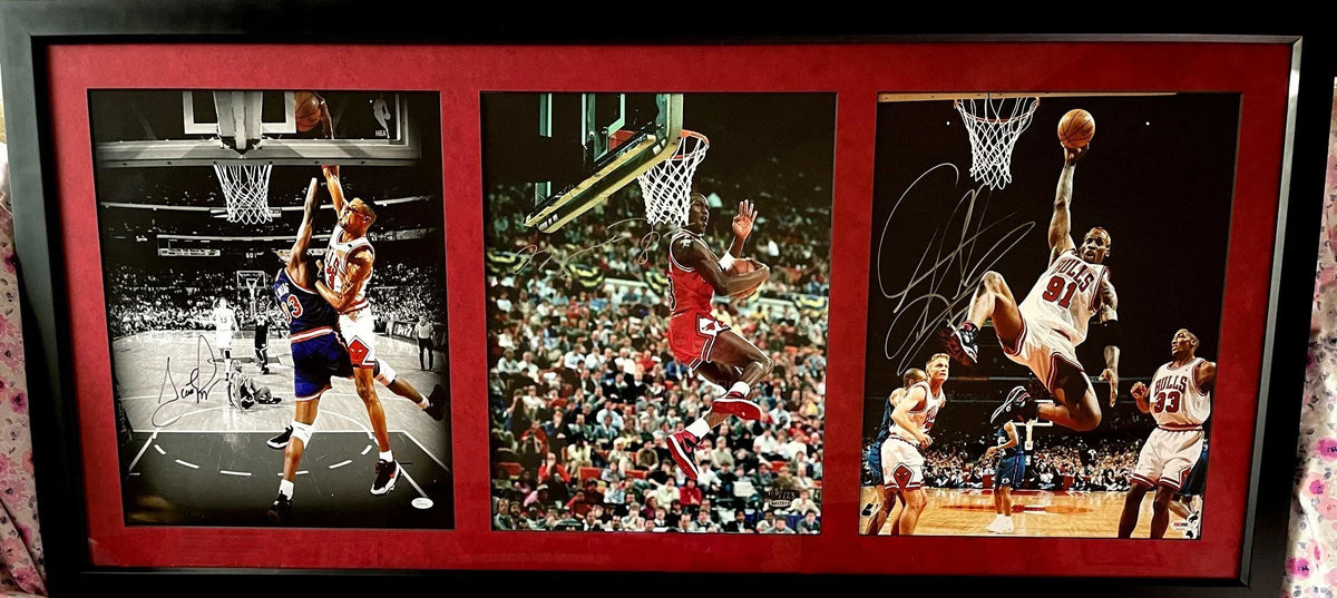 Michael Jordan Scottie Pippen Dennis Rodman signed Bulls 16x20 photos framed UDA JSA PSA/DNA - AutographsForSale.com