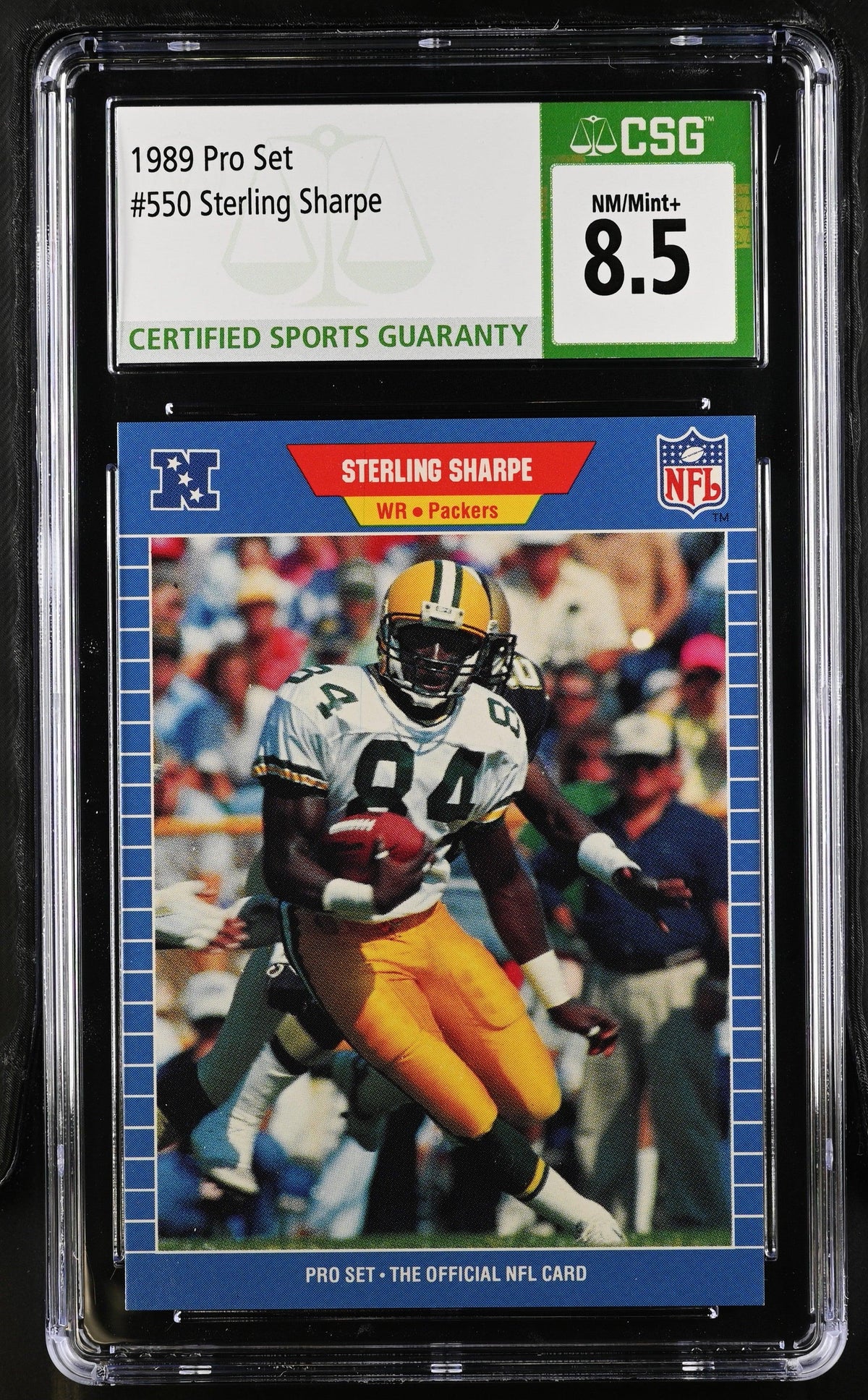 Sterling Sharpe Green Bay Packers 1989 Pro Set Rookie Card Graded CSG 8.5 - AutographsForSale.com