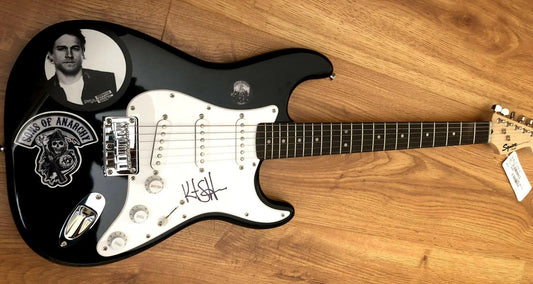 Kurt Sutter signed Sons of Anarchy Fender Bullet black Electric Guitar JSA - AutographsForSale.com