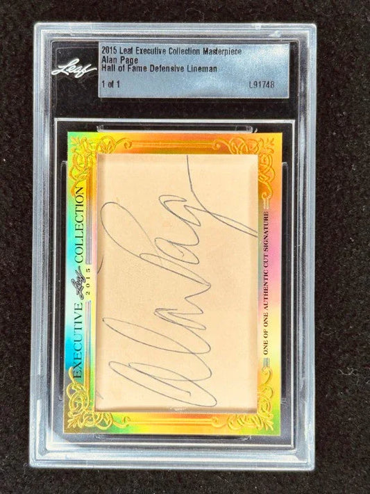 Alan Page 2015 Leaf Masterpiece Cut Signature certified autograph card 1/1 JSA Minnesota Vikings - AutographsForSale.com