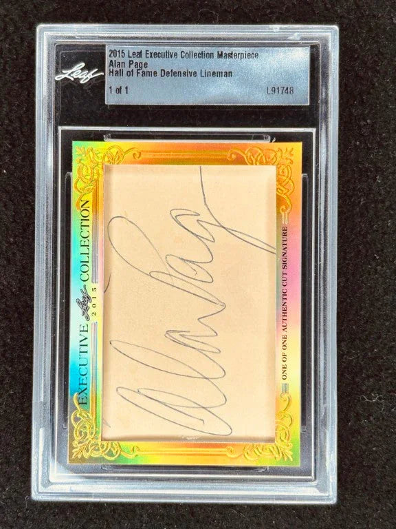 Alan Page 2015 Leaf Masterpiece Cut Signature certified signed card 1/1 JSA Vikings - AutographsForSale.com