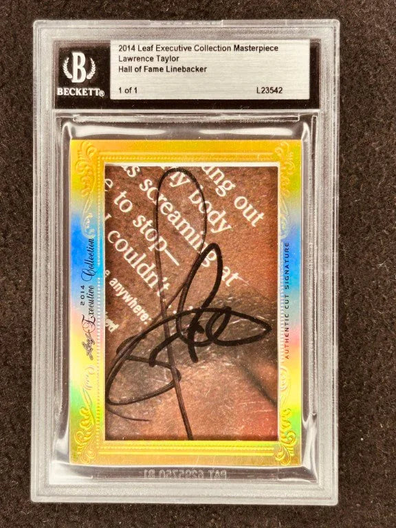 Lawrence Taylor 2014 Leaf Masterpiece Cut Signature certified autograph card 1/1 JSA NY Giants UNC Tar Heels - AutographsForSale.com