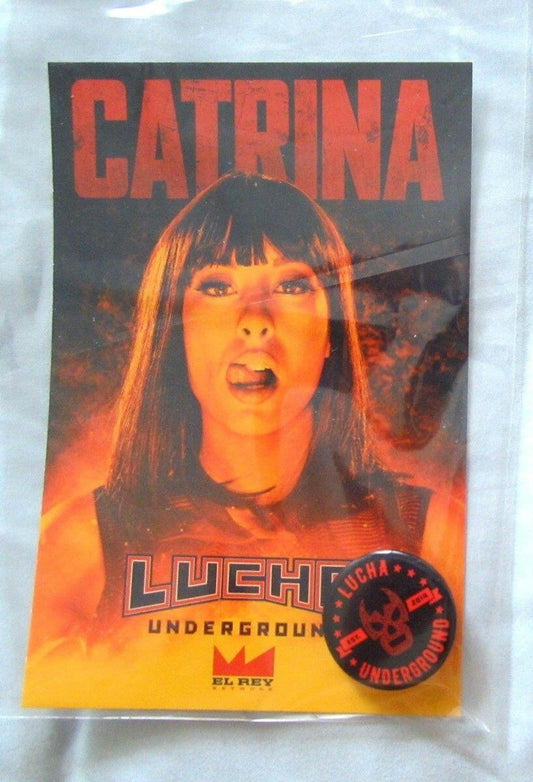 Catrina Karlee Perez Lucha Underground 2016 SDCC 4x6 promo card & Button pin Set - AutographsForSale.com