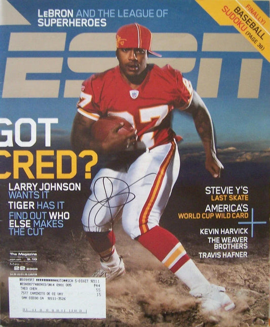 Larry Johnson signed Kansas City Chiefs 2006 ESPN magazine - AutographsForSale.com