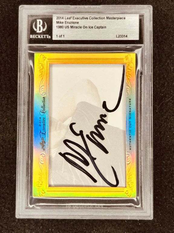 Mike Eruzione 2014 Leaf Masterpiece Cut Signature certified signed card 1/1 1980 US Miracle On Ice JSA - AutographsForSale.com