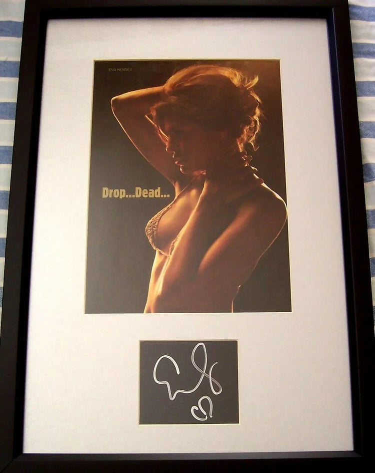 Eva Mendes autograph custom framed with sexy photo JSA - AutographsForSale.com