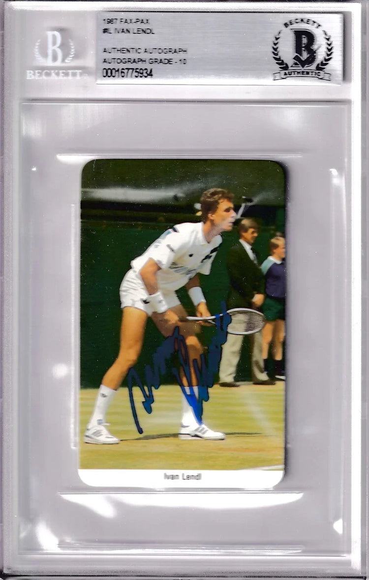 Ivan Lendl signed 1986 Fax Pax tennis card BAS certified grade 10 - AutographsForSale.com