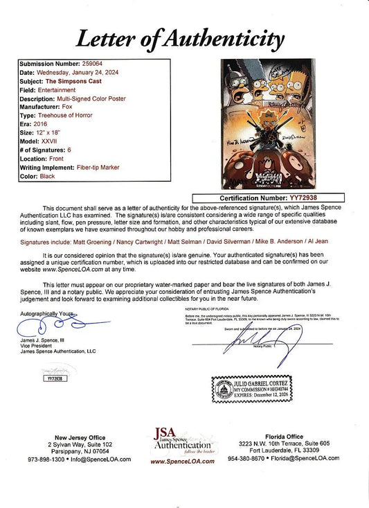 Simpsons signed & doodled 2016 SDCC poster (Matt Groening Nancy Cartwright) JSA - AutographsForSale.com