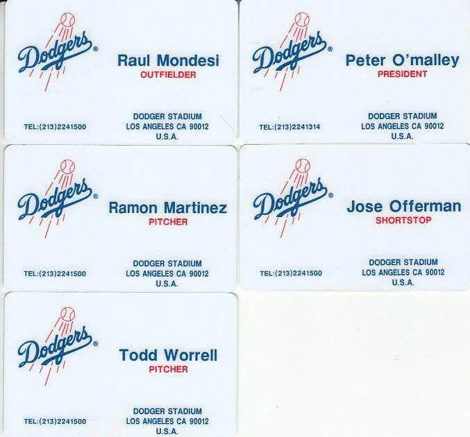 5 1995 Dodgers Cardwon prototype plastic business cards Ramon Martinez Raul Mondesi - AutographsForSale.com