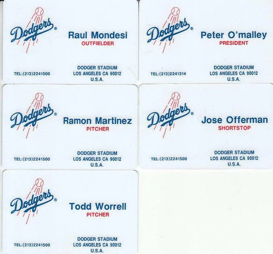 5 1995 Dodgers Cardwon prototype plastic business cards Ramon Martinez Raul Mondesi - AutographsForSale.com