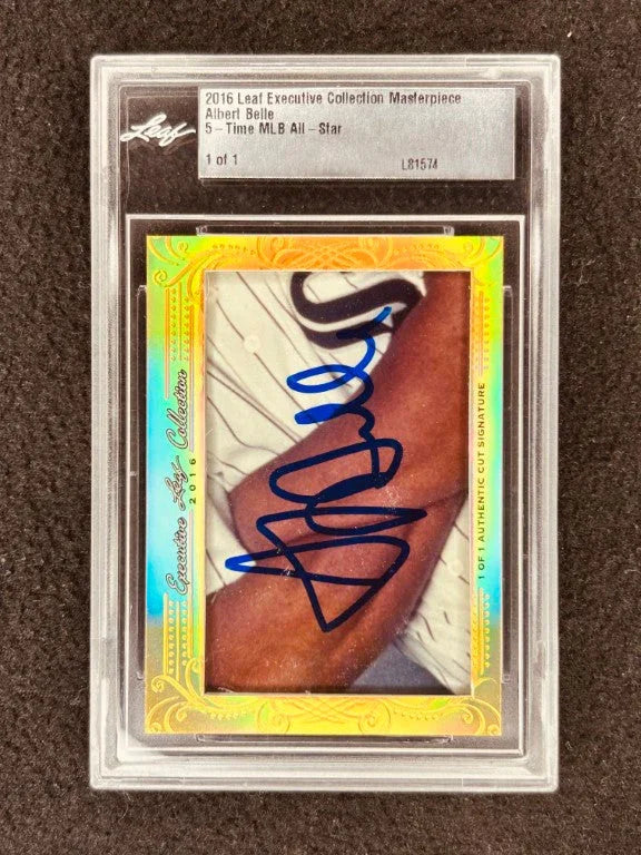 Albert Belle 2016 Leaf Masterpiece Cut Signature certified signed card 1/1 JSA Indians White Sox - AutographsForSale.com