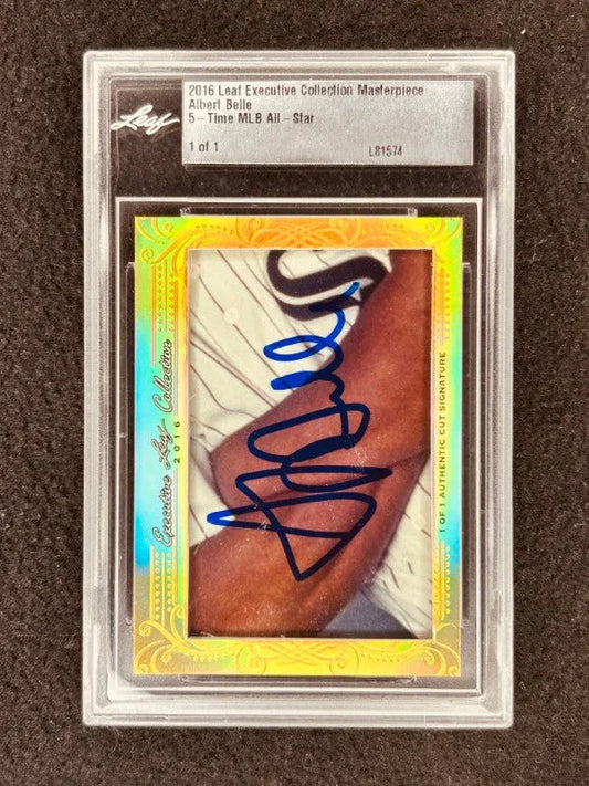 Albert Belle 2016 Leaf Masterpiece Cut Signature certified signed card 1/1 JSA Indians White Sox - AutographsForSale.com