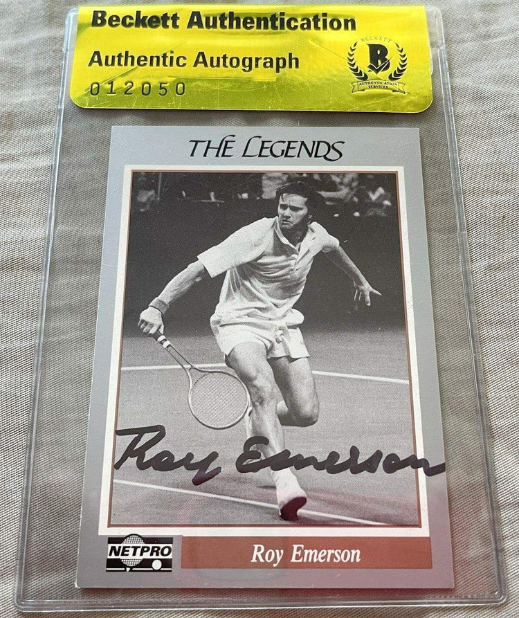 Roy Emerson signed 1991 NetPro Legends tennis card BAS certified - AutographsForSale.com
