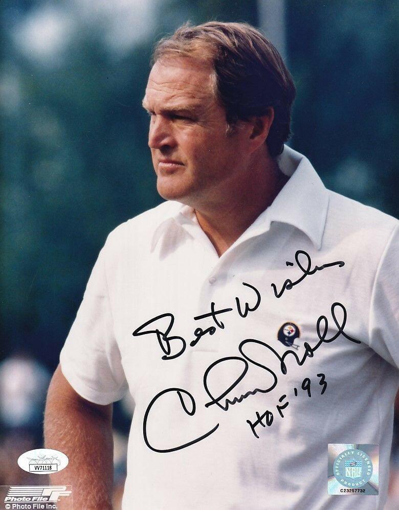 Chuck Noll signed Steelers 8x10 photo w/ Best Wishes HOF '93 JSA - AutographsForSale.com