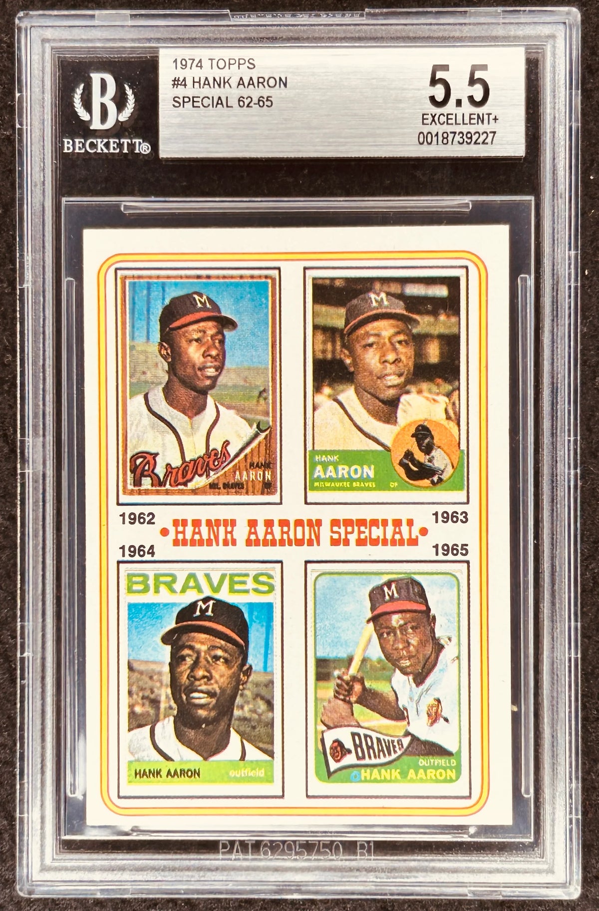 Hank Aaron Atlanta Braves 1974 Topps Special card #4 BGS graded 5.5 - AutographsForSale.com