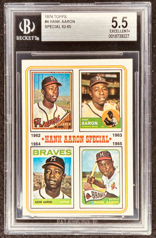 Hank Aaron Atlanta Braves 1974 Topps Special card #4 BGS graded 5.5 - AutographsForSale.com