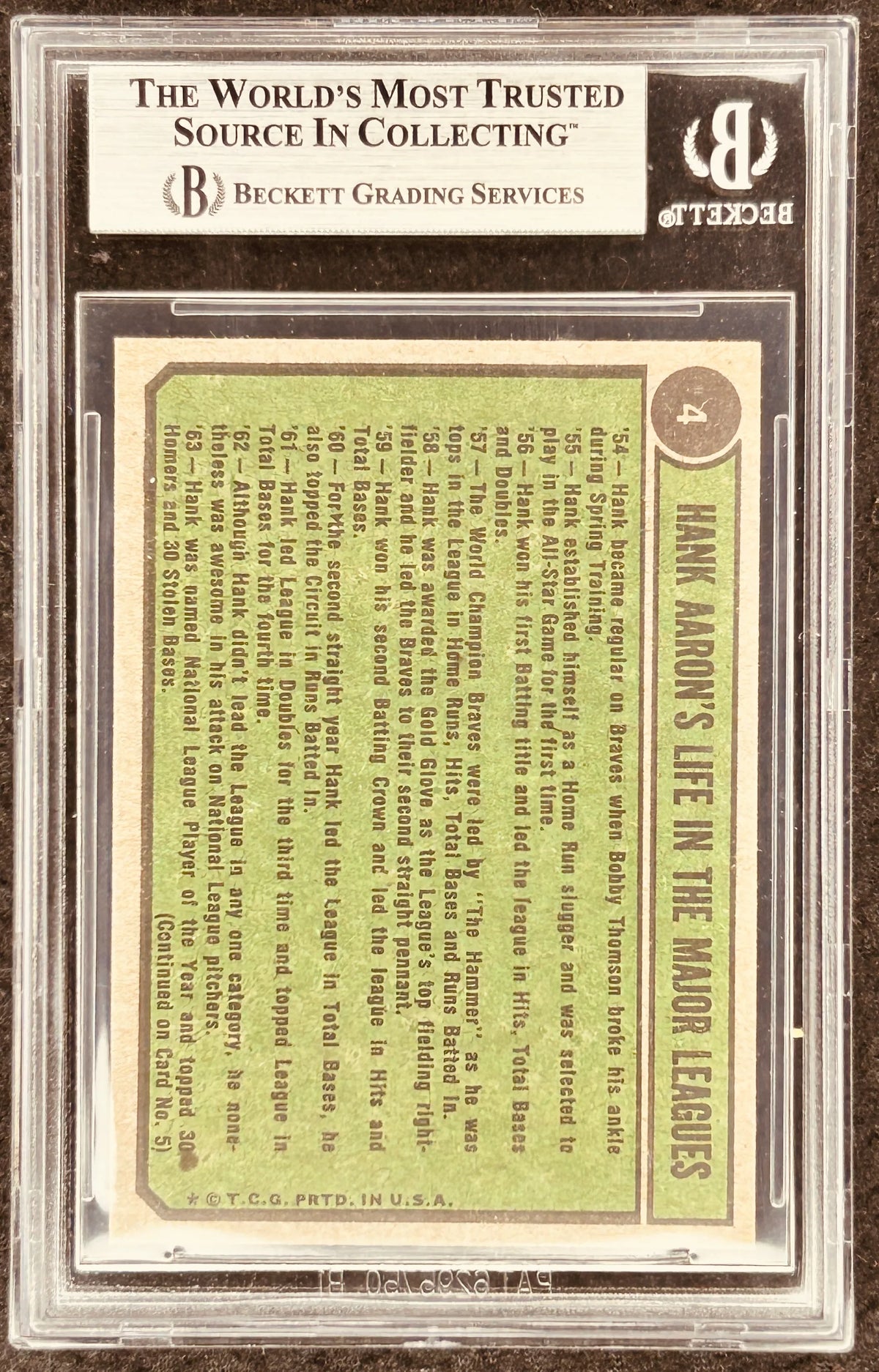 Hank Aaron Atlanta Braves 1974 Topps Special card #4 BGS graded 5.5 - AutographsForSale.com