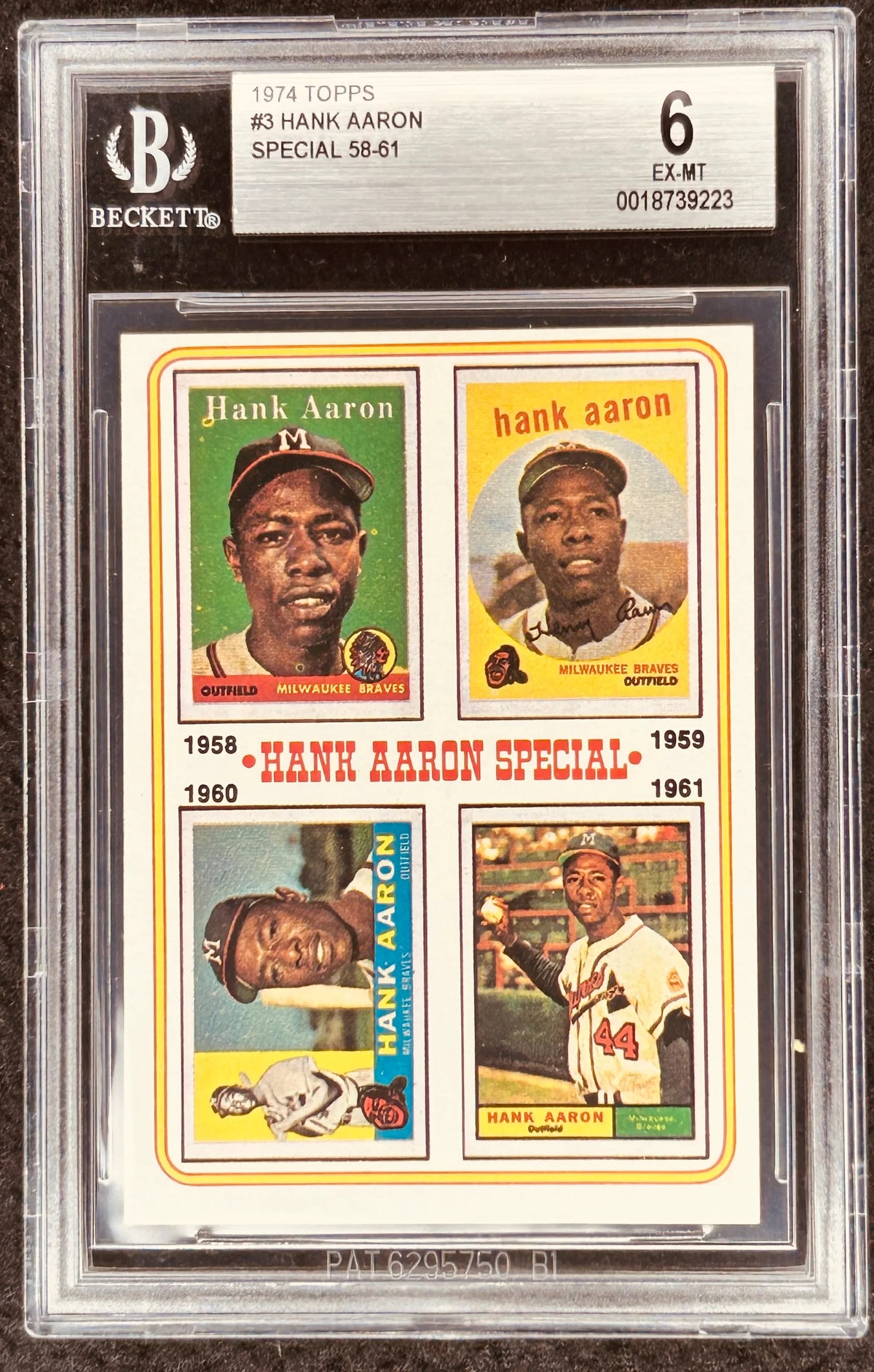 Hank Aaron Atlanta Braves 1974 Topps Special card #3 BGS graded 6 - AutographsForSale.com