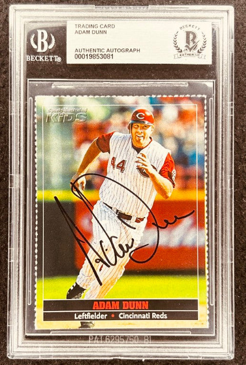 Adam Dunn signed Reds 2005 SI for Kids card BAS