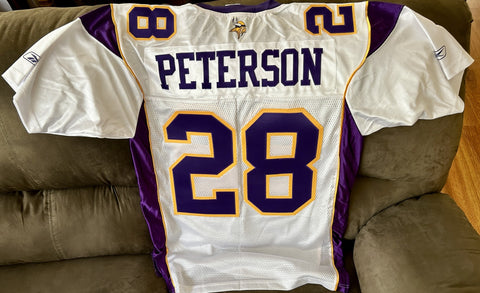 Adrian Peterson Vikings 2006 to 2011 Reebok white jersey - AutographsForSale.com
