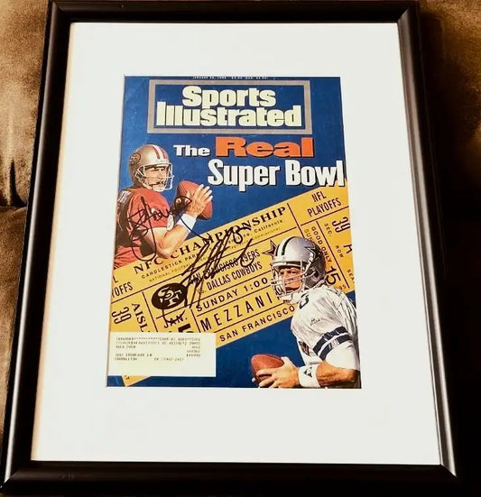 Troy Aikman Steve Young signed 1995 NFC Championship SI cover framed JSA 49ers - AutographsForSale.com