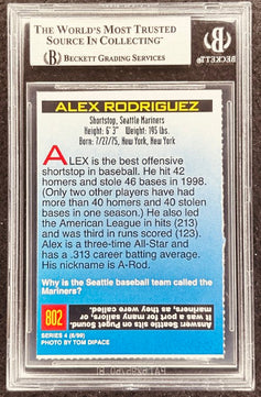 Alex Rodriguez signed Mariners 1999 SI for Kids card BAS (back)