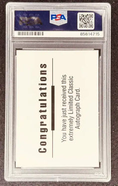 PSA graded extremely limited classic autograph card with congratulations message