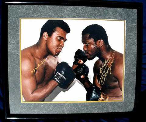Muhammad Ali & Joe Frazier autographed 16x20 photo framed JSA - AutographsForSale.com