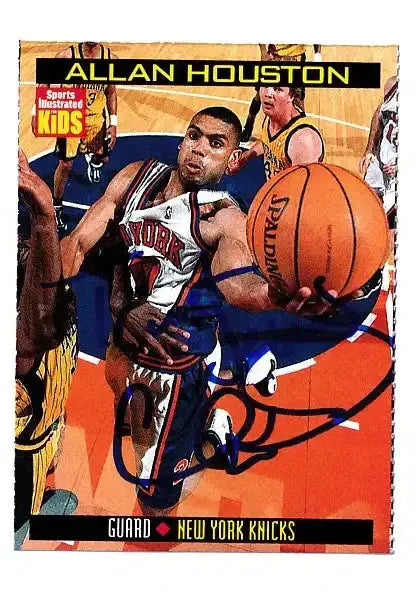 Allan Houston autographed SI for Kids card - guard for the New York Knicks, signed in blue Sharpie