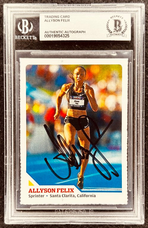 Allyson Felix signed trading card, sprinter, Beckett authenticated, Santa Clarita, California