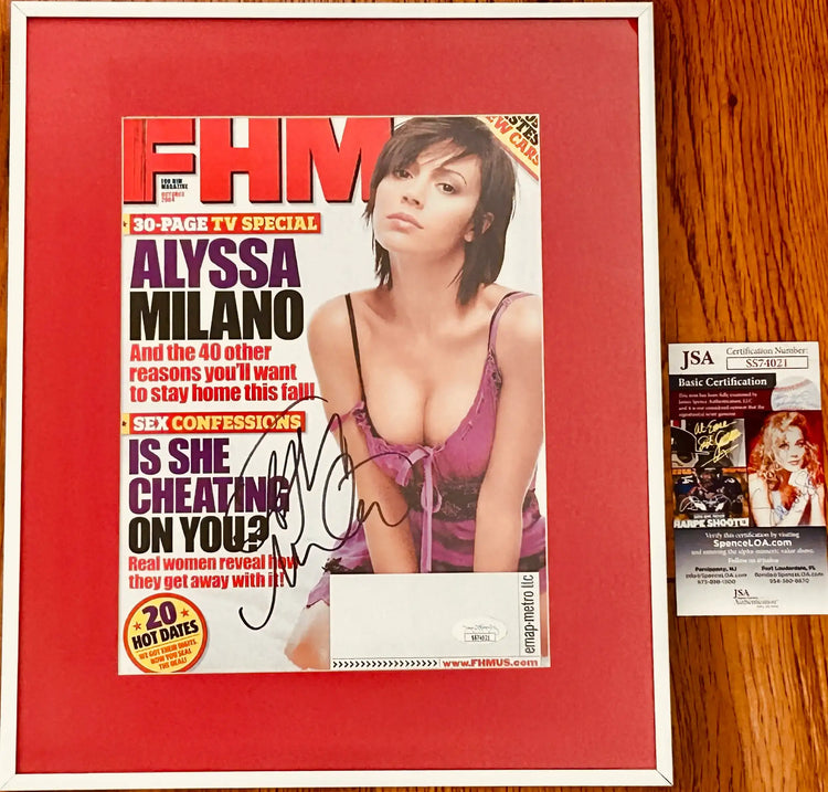 AlyssaMilanoFHMFramedJSA_1b7d4e91-41fa-4179-9fd3-b5f812893f1b - AutographsForSale.com