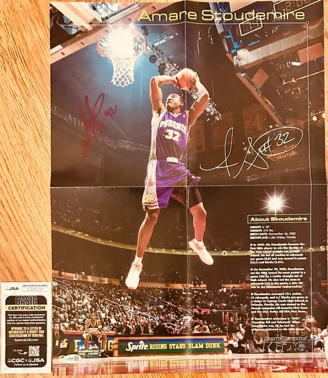 Amare Stoudemire signed Phoenix Suns SI for Kids 15x21 poster JSA - AutographsForSale.com