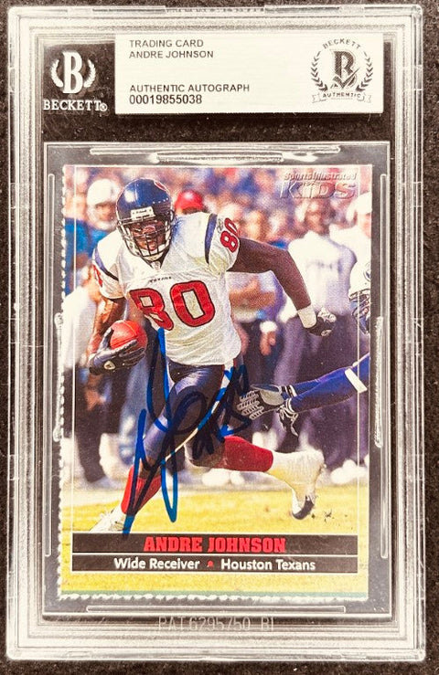 Andre Johnson signed Texans 2004 SI for Kids card BAS slab - AutographsForSale.com
