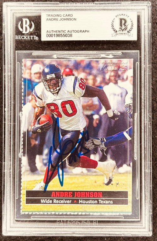 Andre Johnson signed Texans 2004 SI for Kids card BAS slab - AutographsForSale.com
