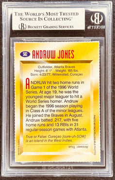 Andruw Jones signed Braves 1997 SI for Kids card BAS (back)